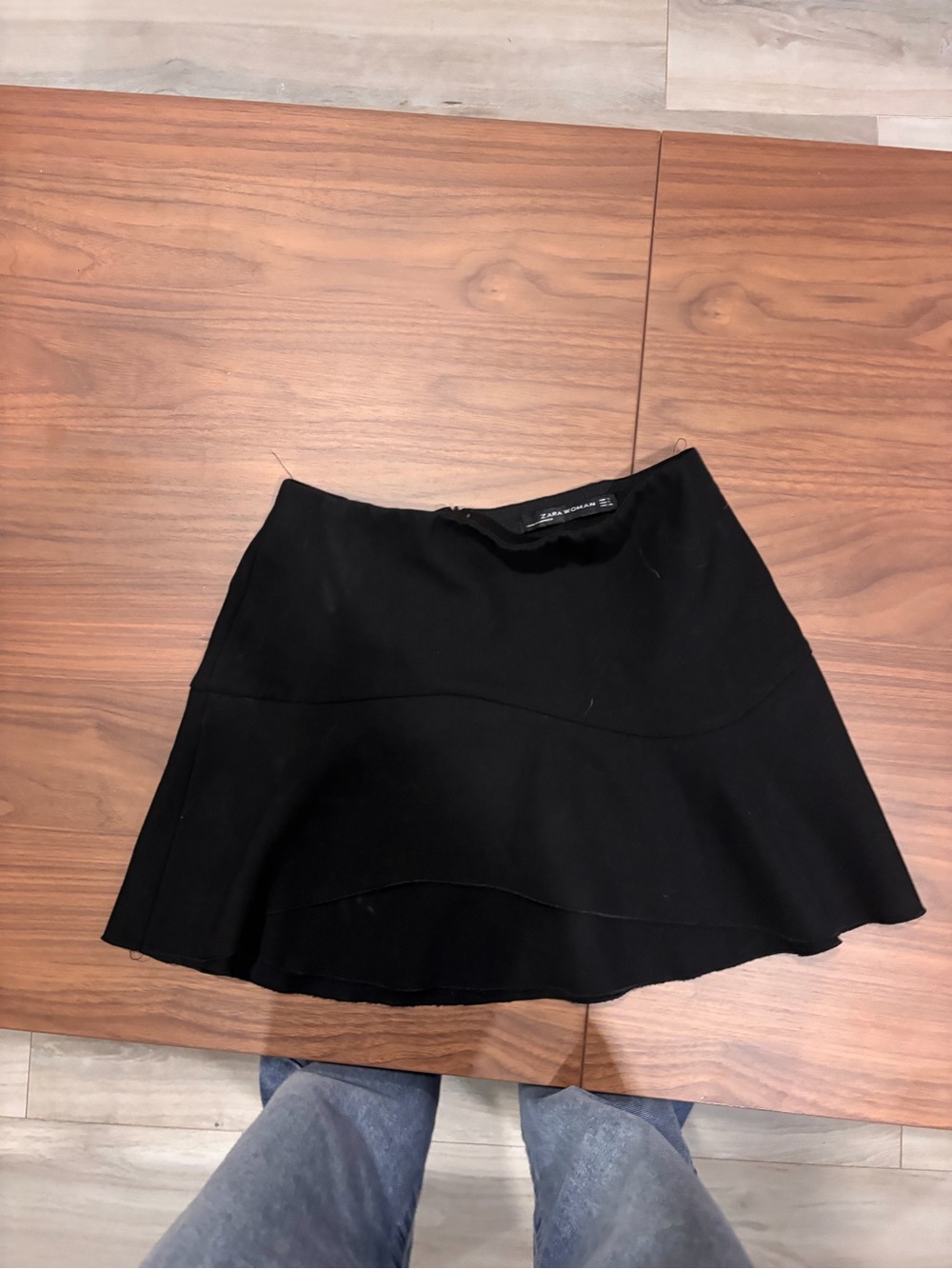 Zara Black Mini Skirt with Subtle Panel Seams